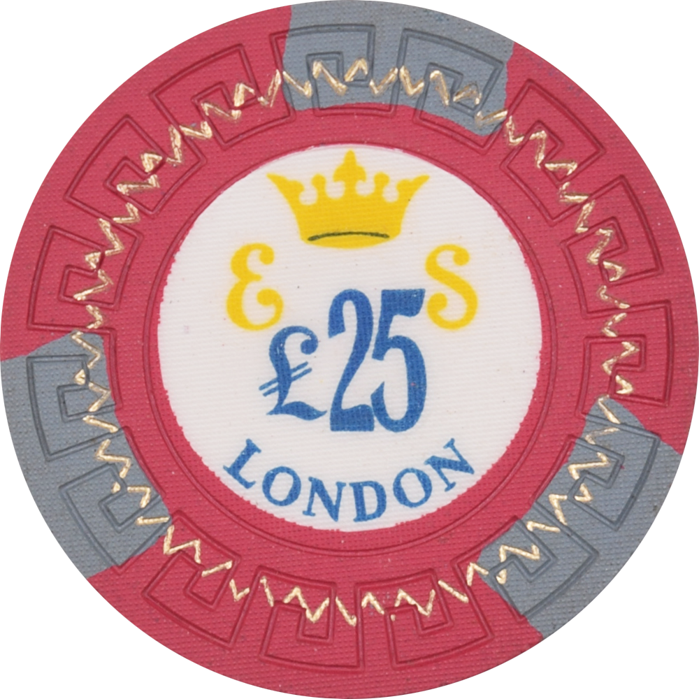 E S Crown Casino London United Kingdom UK £25 Cancelled Chip