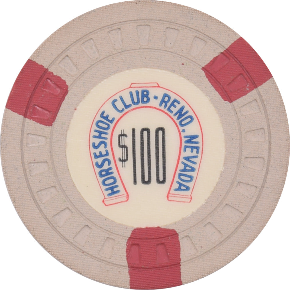 Horseshoe Club Casino Reno Nevada $100 Chip 1956