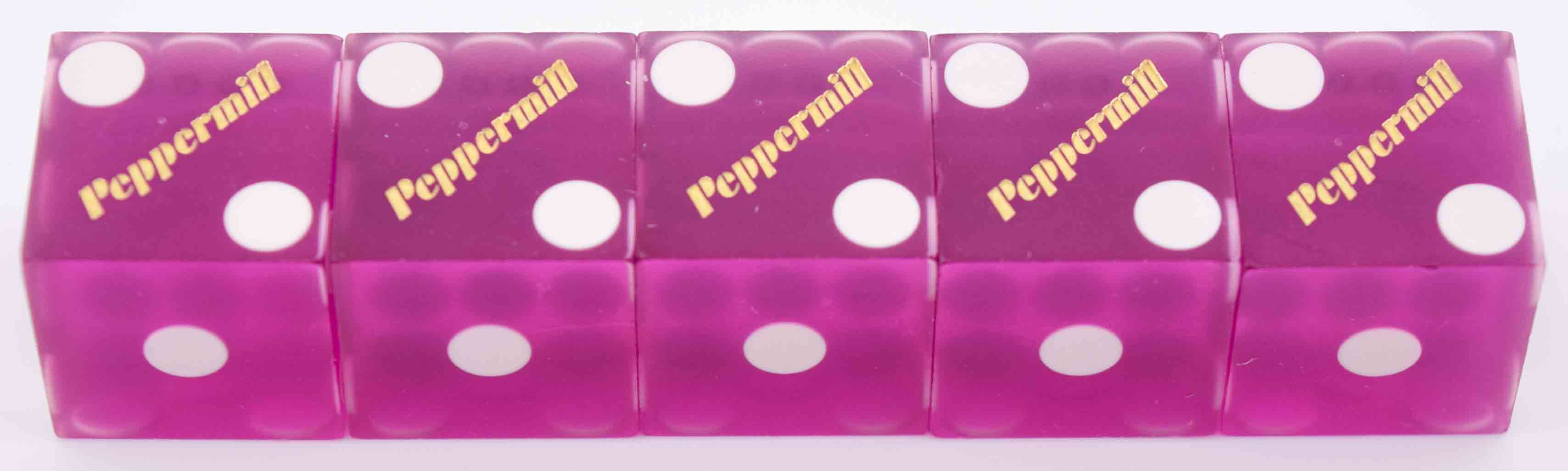 Peppermill Casino Stick of 5 Used Purple Dice Reno Nevada