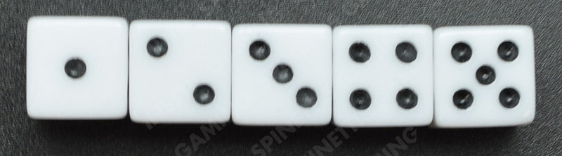 Set of 5 White Dice 15mm