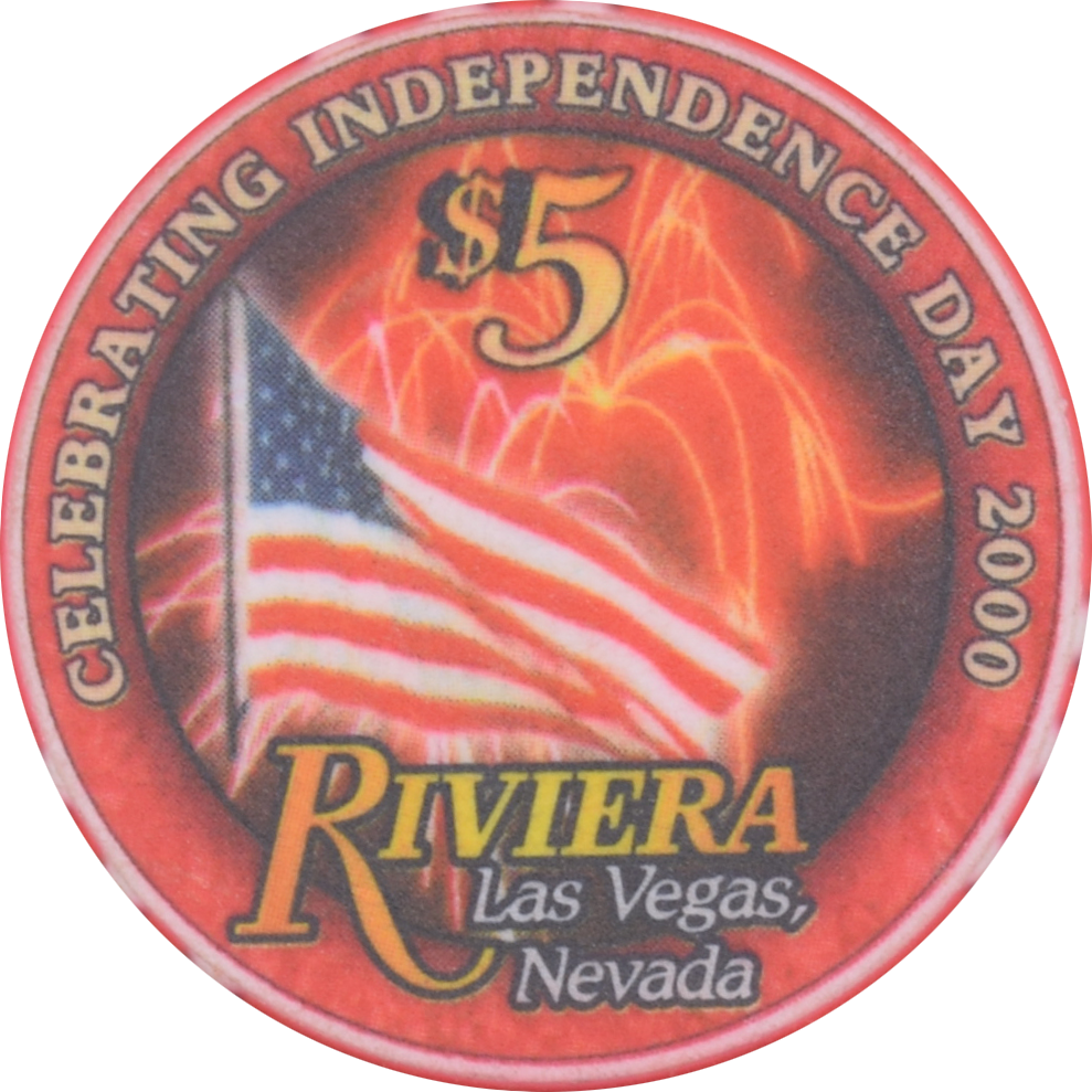 Riviera Las Vegas Nevada $5 4th of July Chip 2000