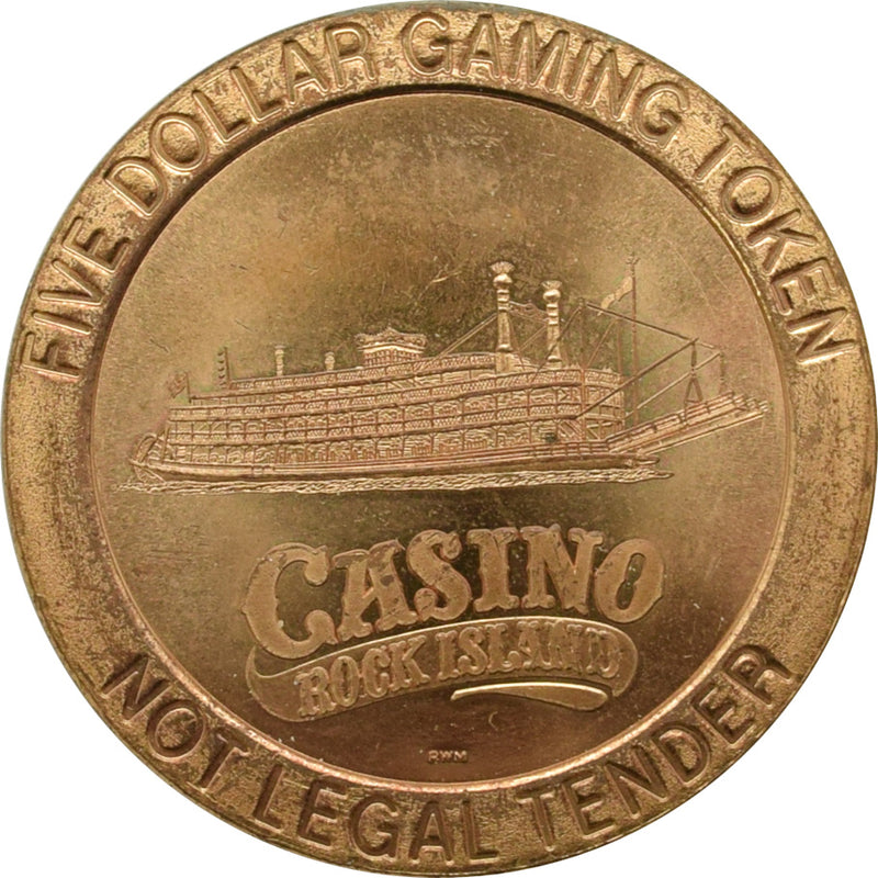 Casino Rock Island Rock Island Illinois $5 Token