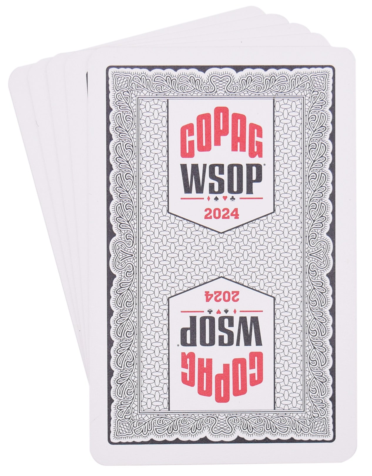 Copag WSOP 2024 Tournament Used 100% Plastic Playing Cards - Narrow Size (Bridge)Standard Index Black/Red Double Deck Set