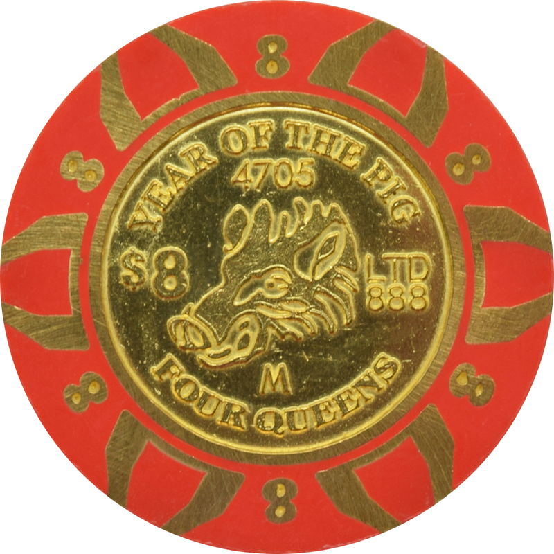 Four Queens Casino Las Vegas Nevada $8 Year Of The Pig Chip 2007
