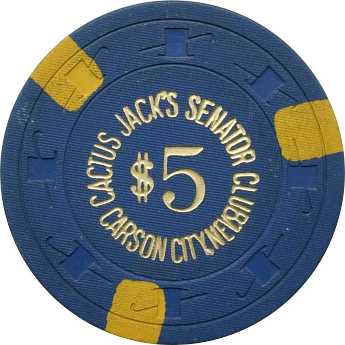 Cactus Jack's Senator Club Casino Carson City Nevada $5 Chip 1970s
