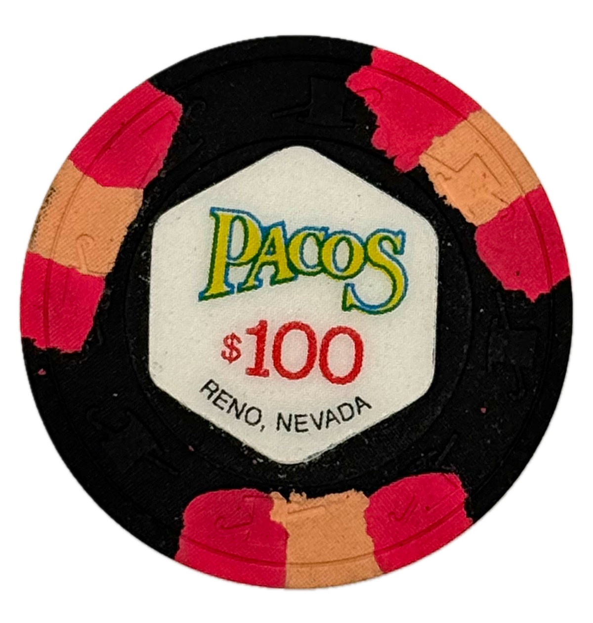 Pacos Casino Reno NV $100 Chip 1989