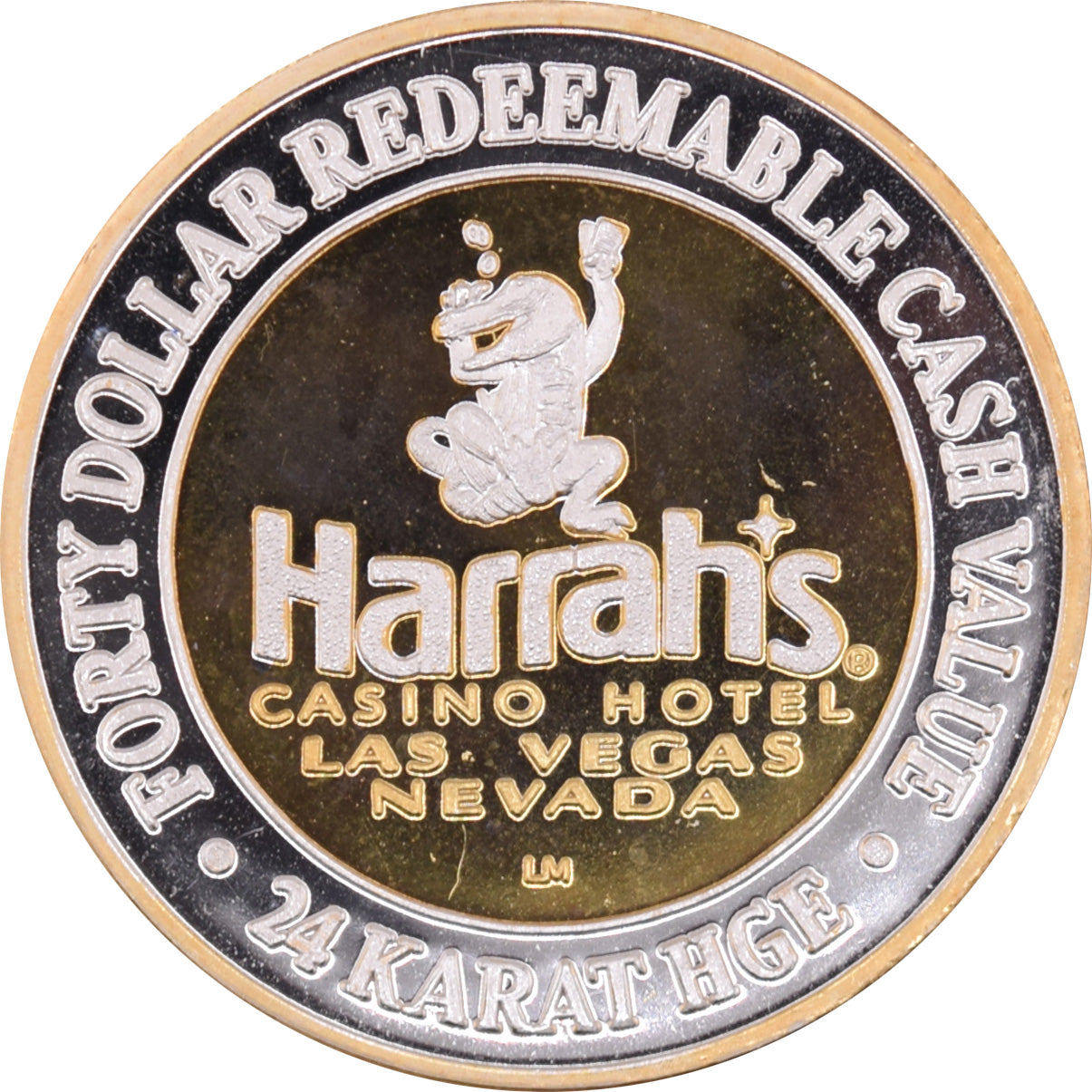 Harrah's Casino Las Vegas Nevada $40 24 Karat HGE Silver Strike .999 Fine Silver 1996