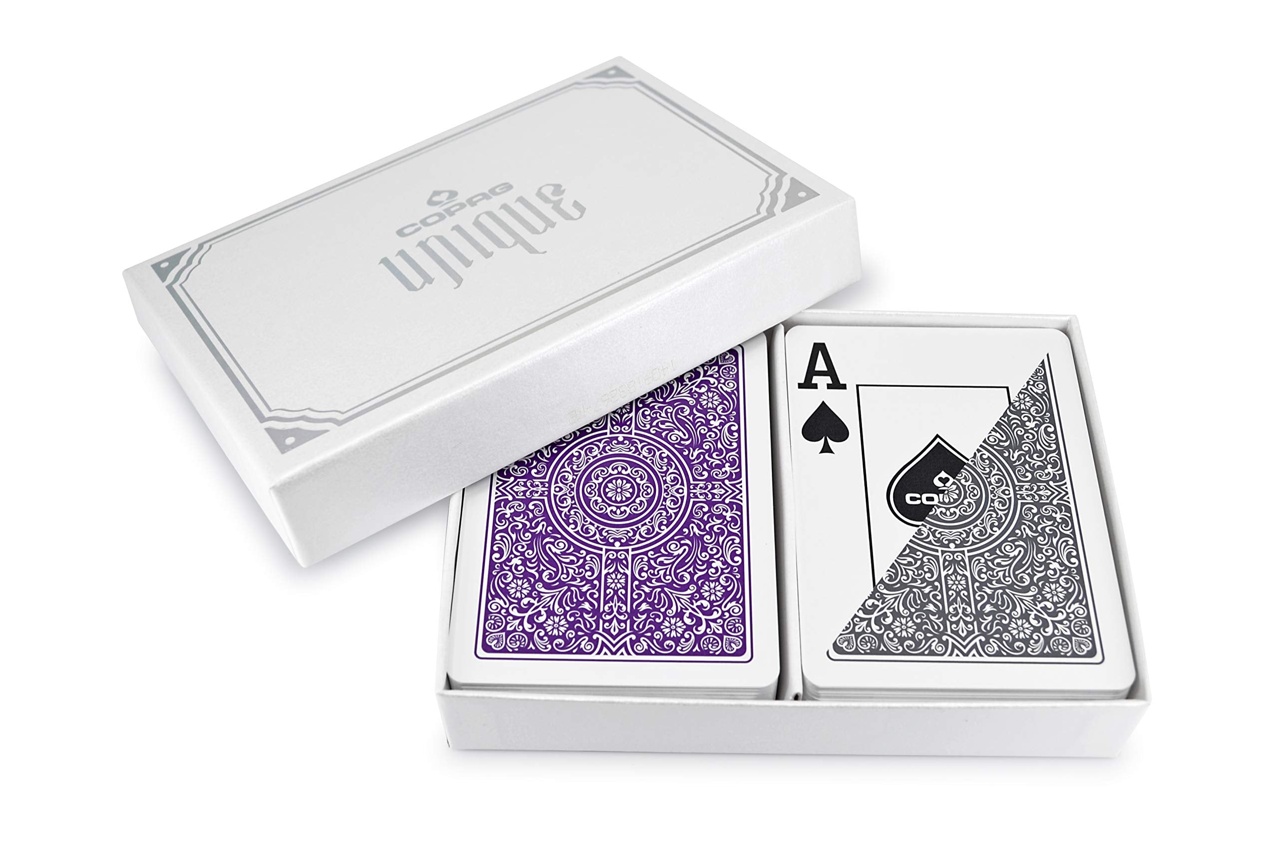 Copag Unique Luxury Grey/Purple Poker Size 2 Deck Setup