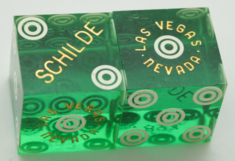 Schilde Casino Las Vegas Nevada Fantasy Green Pair of Bullseye Dice