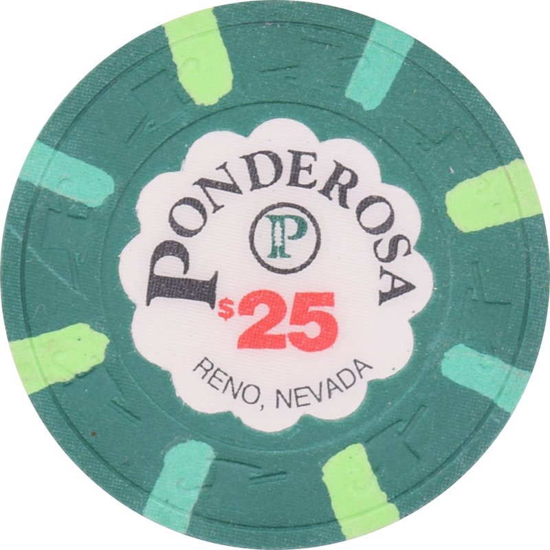 Ponderosa Casino Reno Nevada $25 Chip 1990