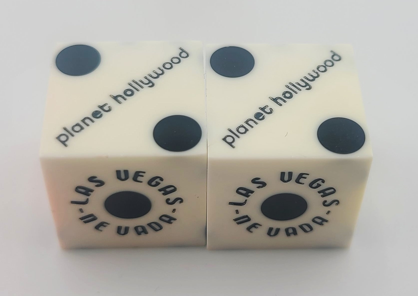 Planet Hollywood Casino Las Vegas Nevada Pair of Used White Dice 2000's