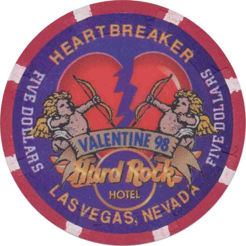 Hard Rock Casino Las Vegas Nevada $5 Valentine's Day Chip 1998