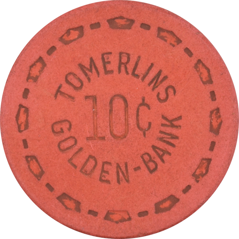 Tomerlin's Golden Bank Club Reno Nevada 10 Cent Chip 1950s