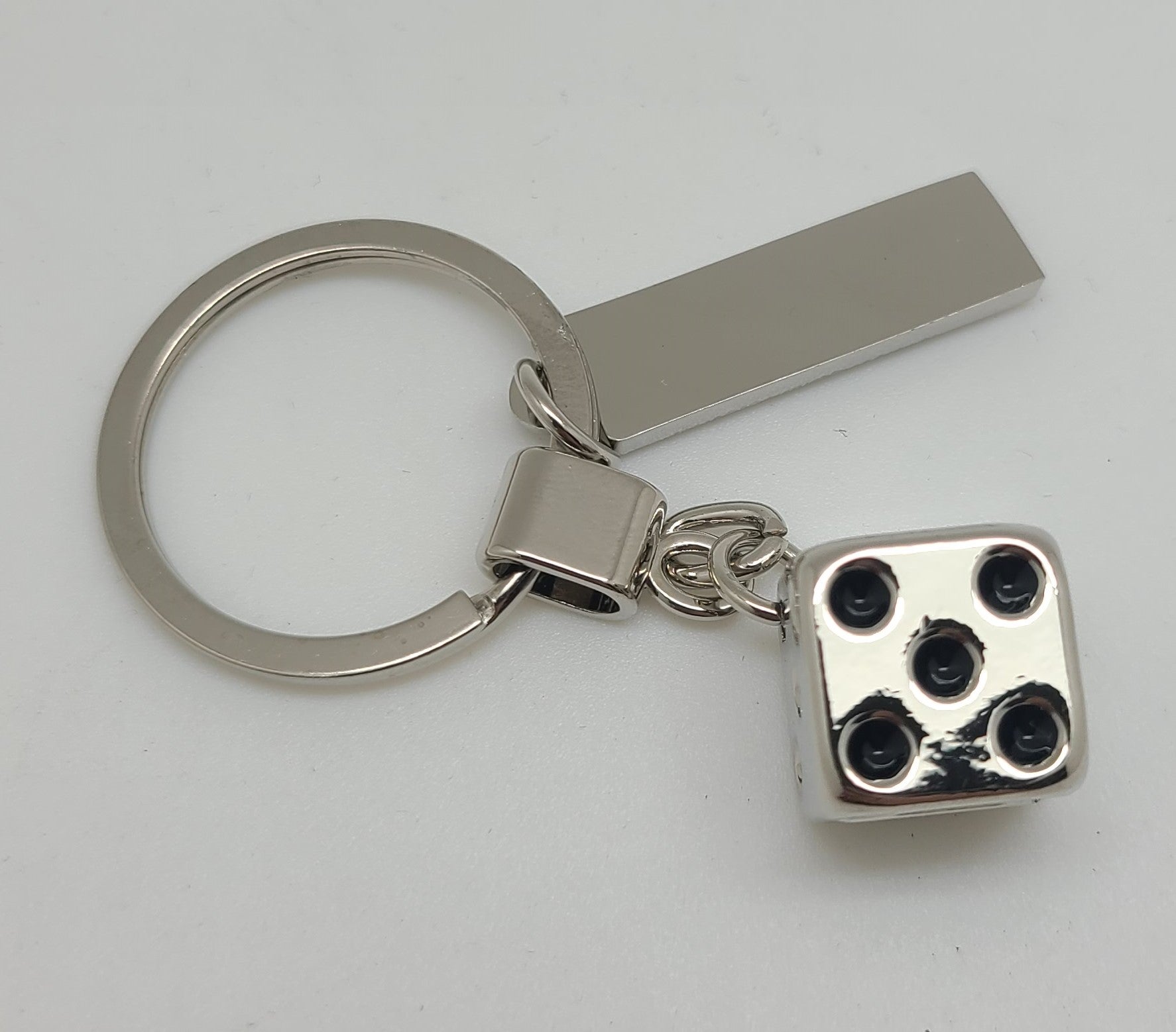 Key Chain Silver Dice Charm Las Vegas