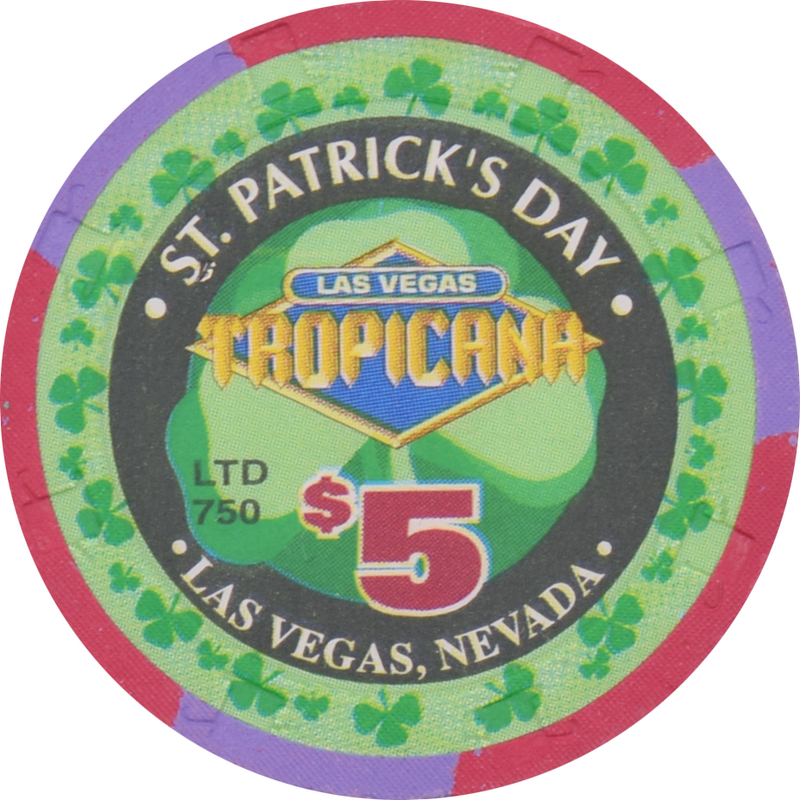 Tropicana Casino Las Vegas Nevada $5 St. Patrick's Day Chip 1999