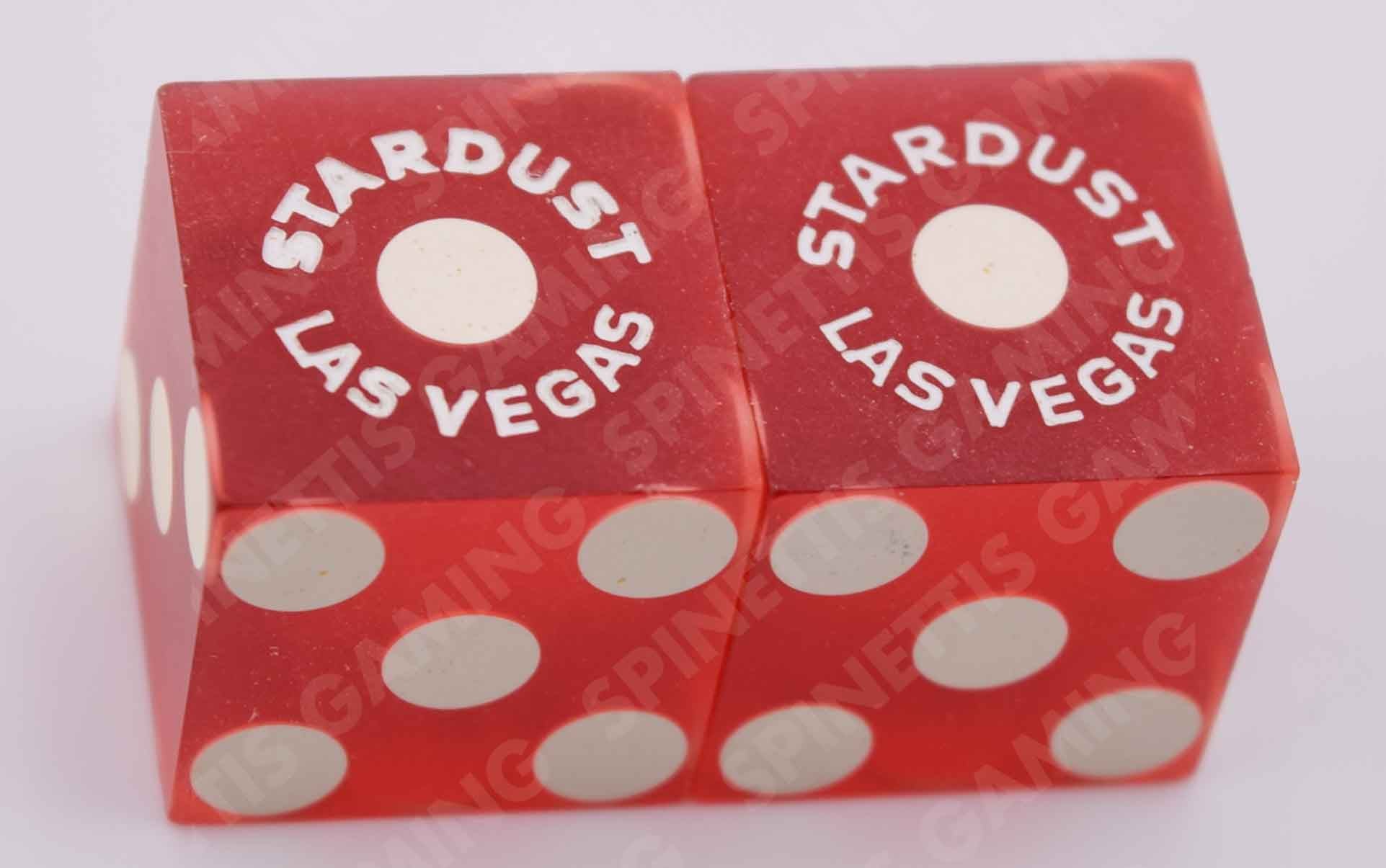 Stardust Casino Las Vegas Nevada White/Blue Foil Matching Logo Red Dice Pair