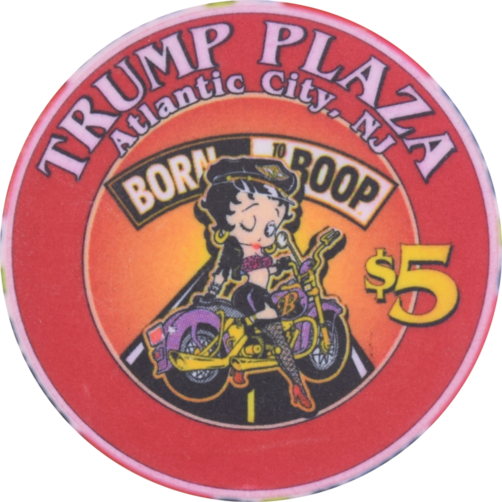 Trump Plaza Casino Atlantic City New Jersey $5 BORN to BOOP - Re-Spin Roundup Chip