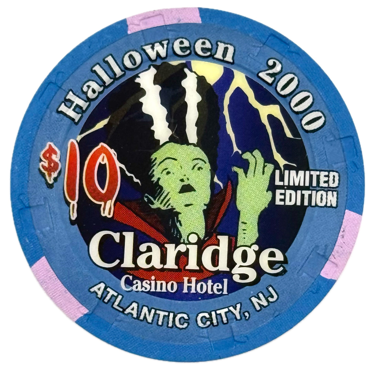 Claridge Casino Atlantic City NJ $10 Halloween Chip 2000