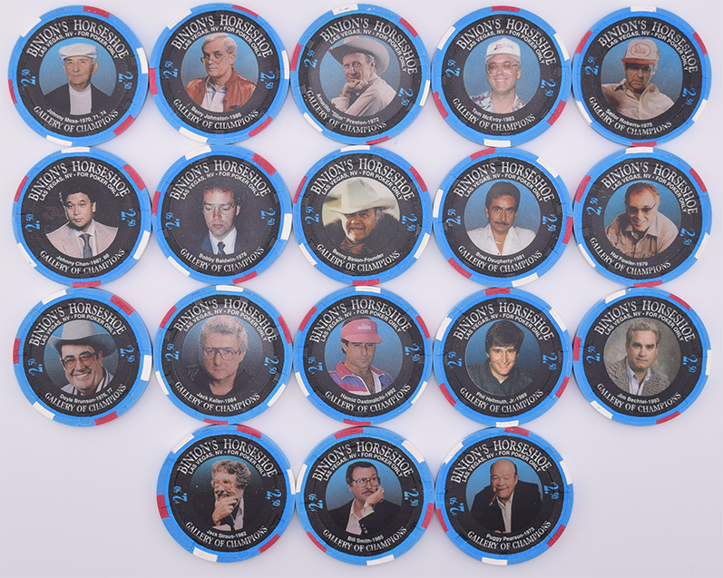 Horseshoe Club (Binion's) Casino Las Vegas Nevada $2.50 Silver Anniversary Set of 18 Chips 1994