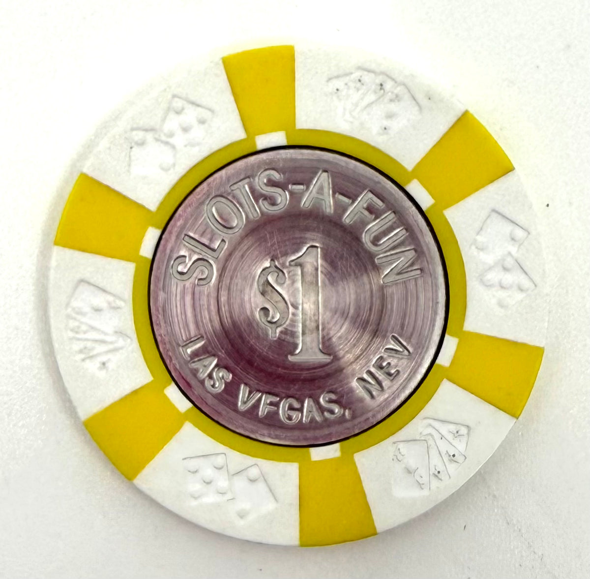 Slots A Fun Casino Las Vegas NV $1 Coin Inlay Chip 1975