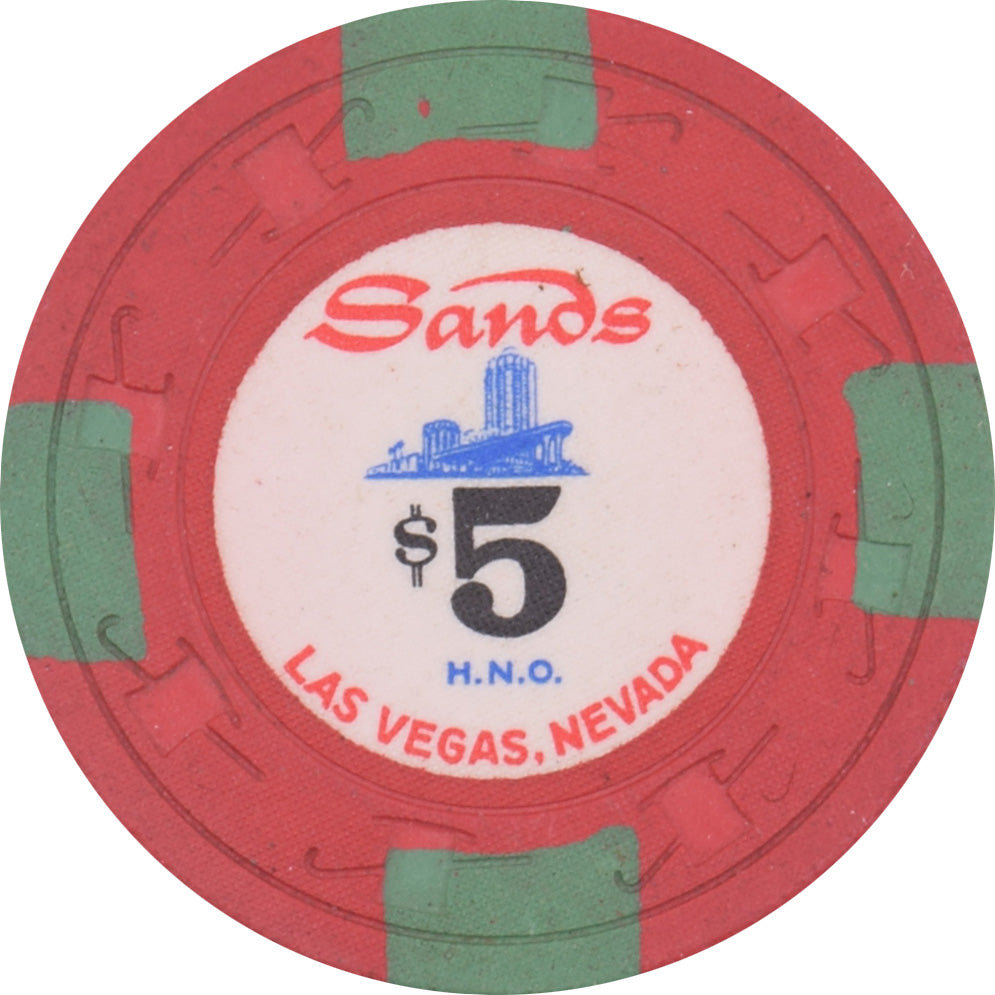 Sands Casino Las Vegas Nevada $5 HNO Chip 1970s