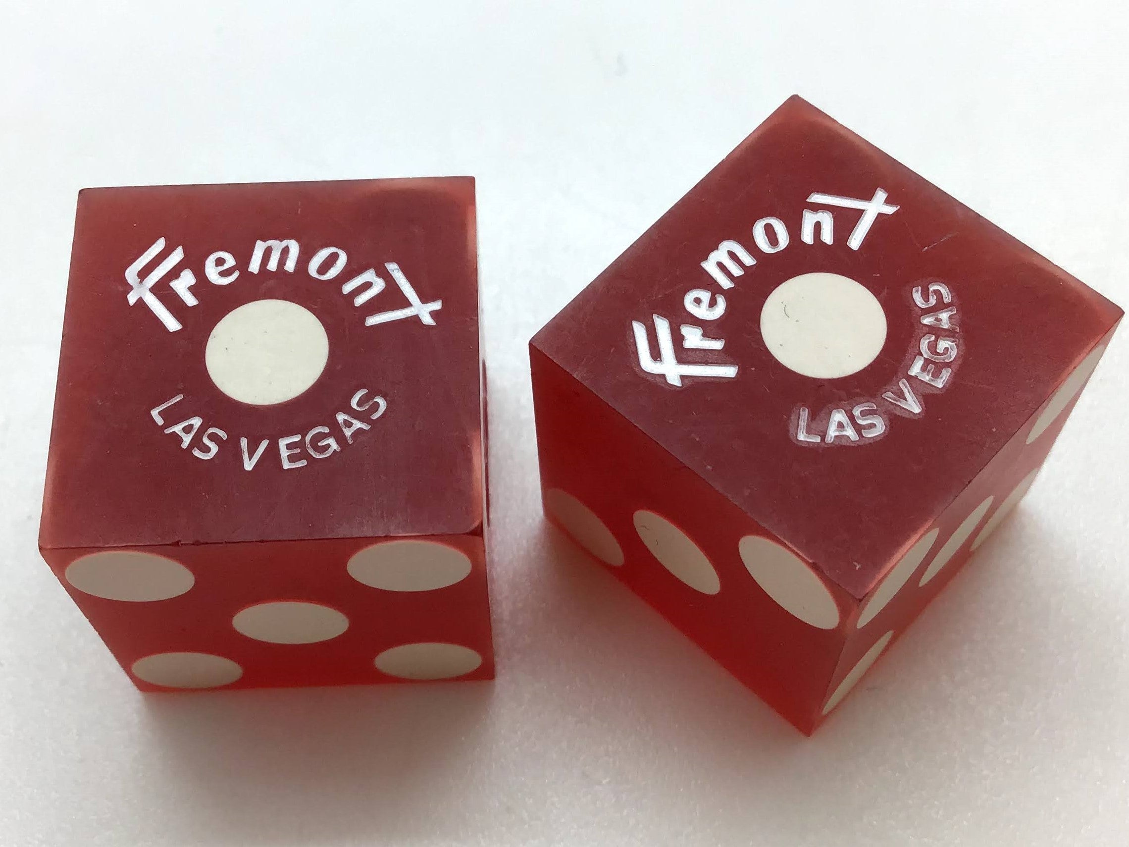 Fremont Casino Las Vegas Nevada Red Dice Pair Vintage Matching Numbers