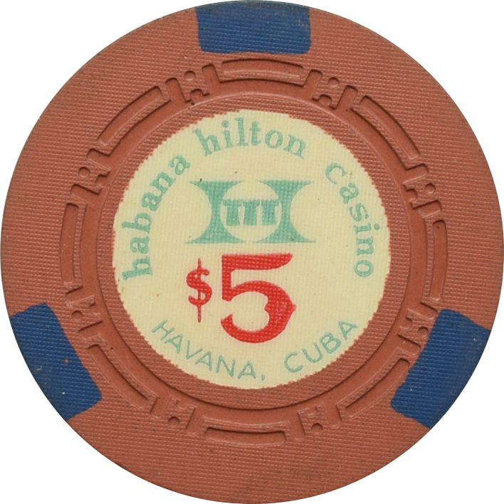 Habana Hilton Casino Havana Cuba $5 Brown Chip