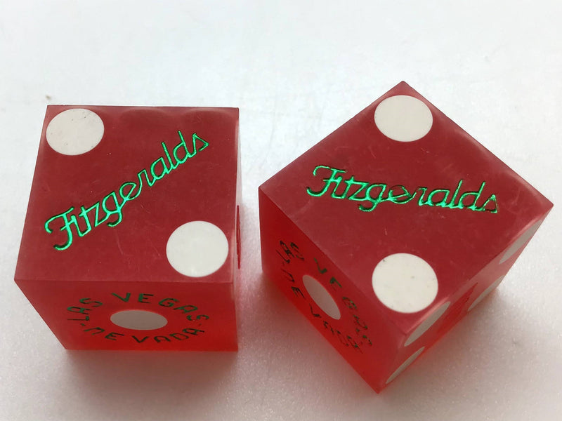 Fitzgeralds Casino Las Vegas Nevada Red Dice Matching Number Pair Vintage