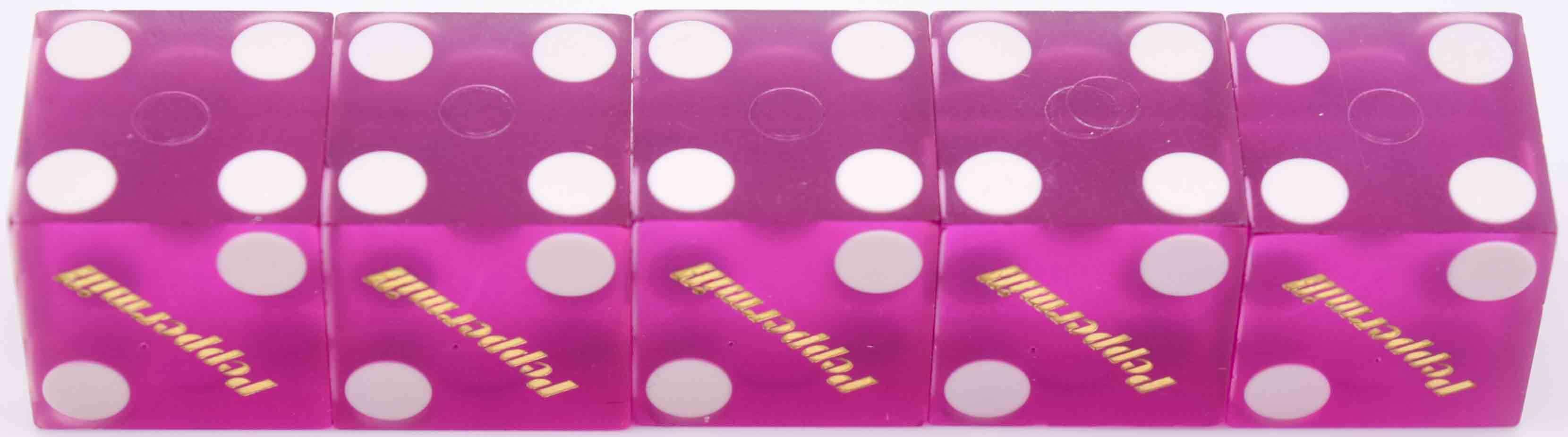 Peppermill Casino Stick of 5 Used Purple Dice Reno Nevada