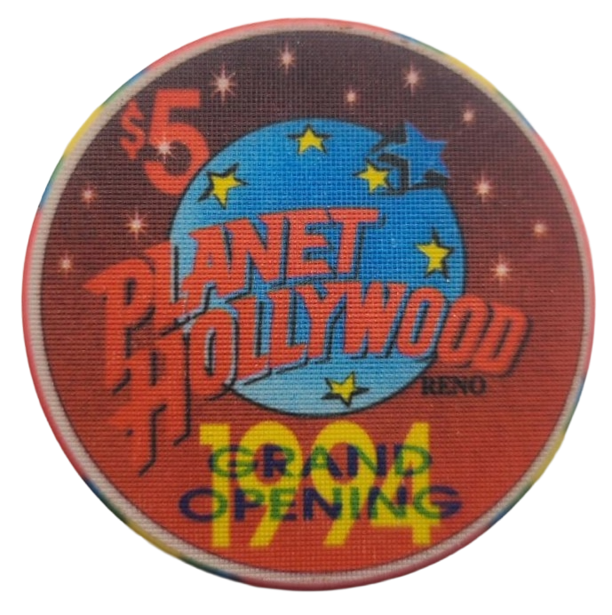 Harrah's Casino Reno Nevada $5 Chip 1994 Planet Hollywood Grand Opening