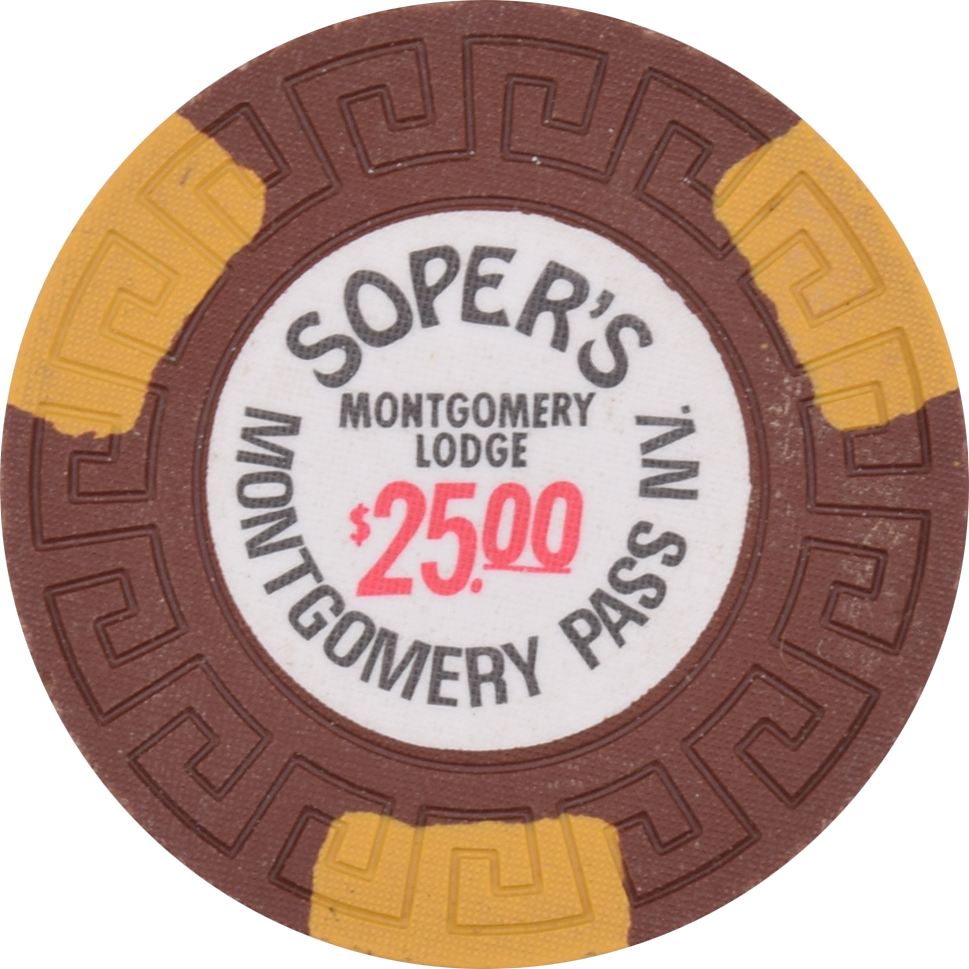 Soper's Montgomery Lodge Casino Montgomery Pass Nevada $25 Chip 1980s