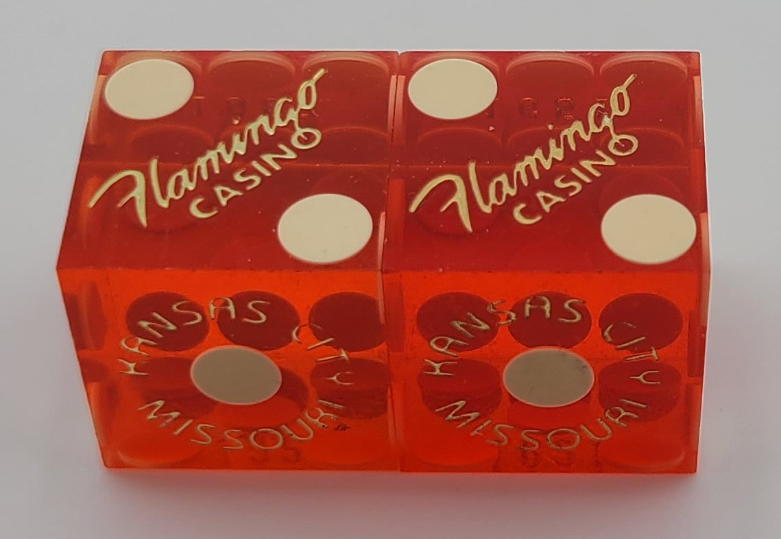 Flamingo Casino Kansas City Missouri Pair of Red Used Dice