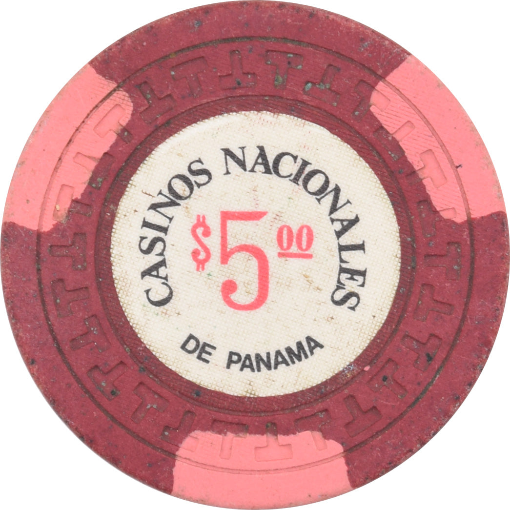 Casino Nacionales De Panama $5 Chip Red / Pink