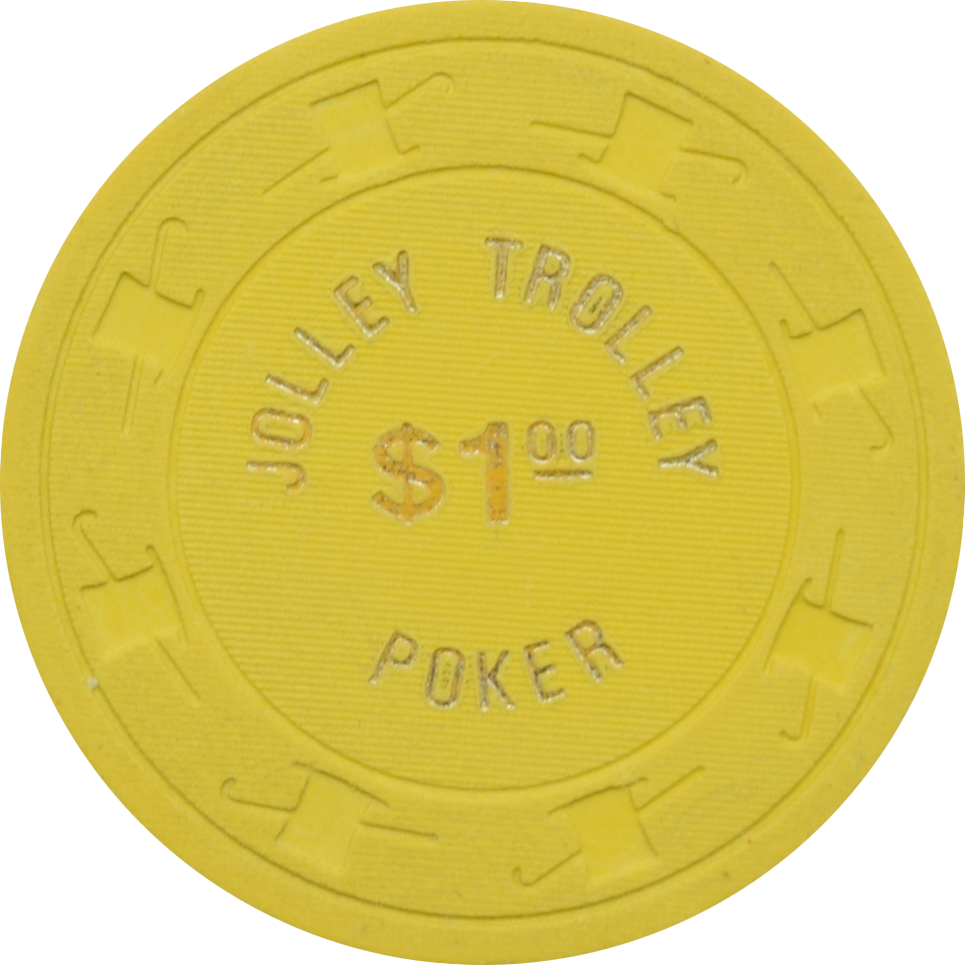 Jolly Trolley Casino Las Vegas Nevada $1 Yellow Poker Chip 1981