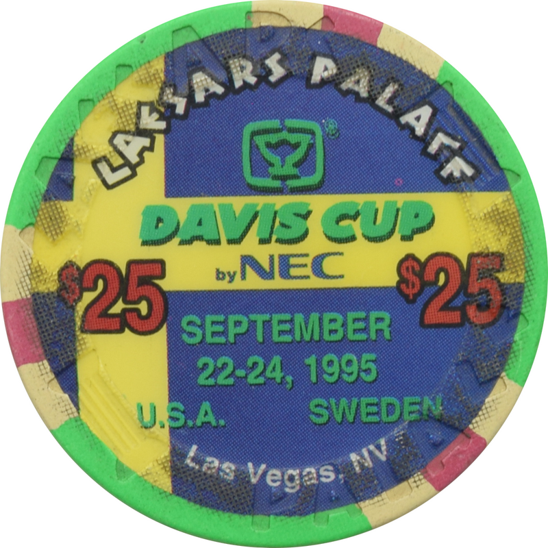Caesars Palace Casino Las Vegas Nevada $25 Davis Cup - USA - Sweden Chip 1995