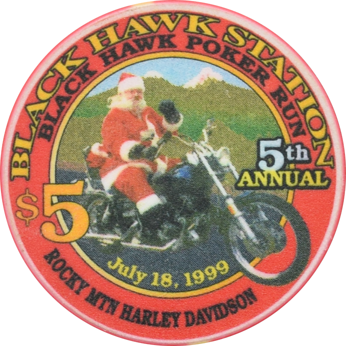 Black Hawk Station Casino Black Hawk Colorado $5 5th Annual Rocky Mountain Harley Davidson Poker Run Chip