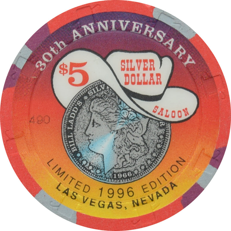 Silver Dollar Saloon Casino Las Vegas Nevada $5 30th Anniversary Chip 1996