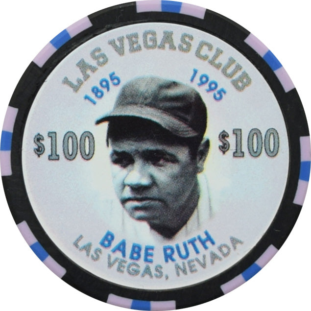 Las Vegas Club Casino Las Vegas Nevada $100 Babe Ruth Chip 1995