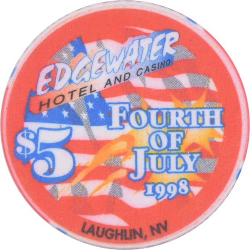 Edgewater Casino Laughlin Nevada $5 4th of July Chip 1998