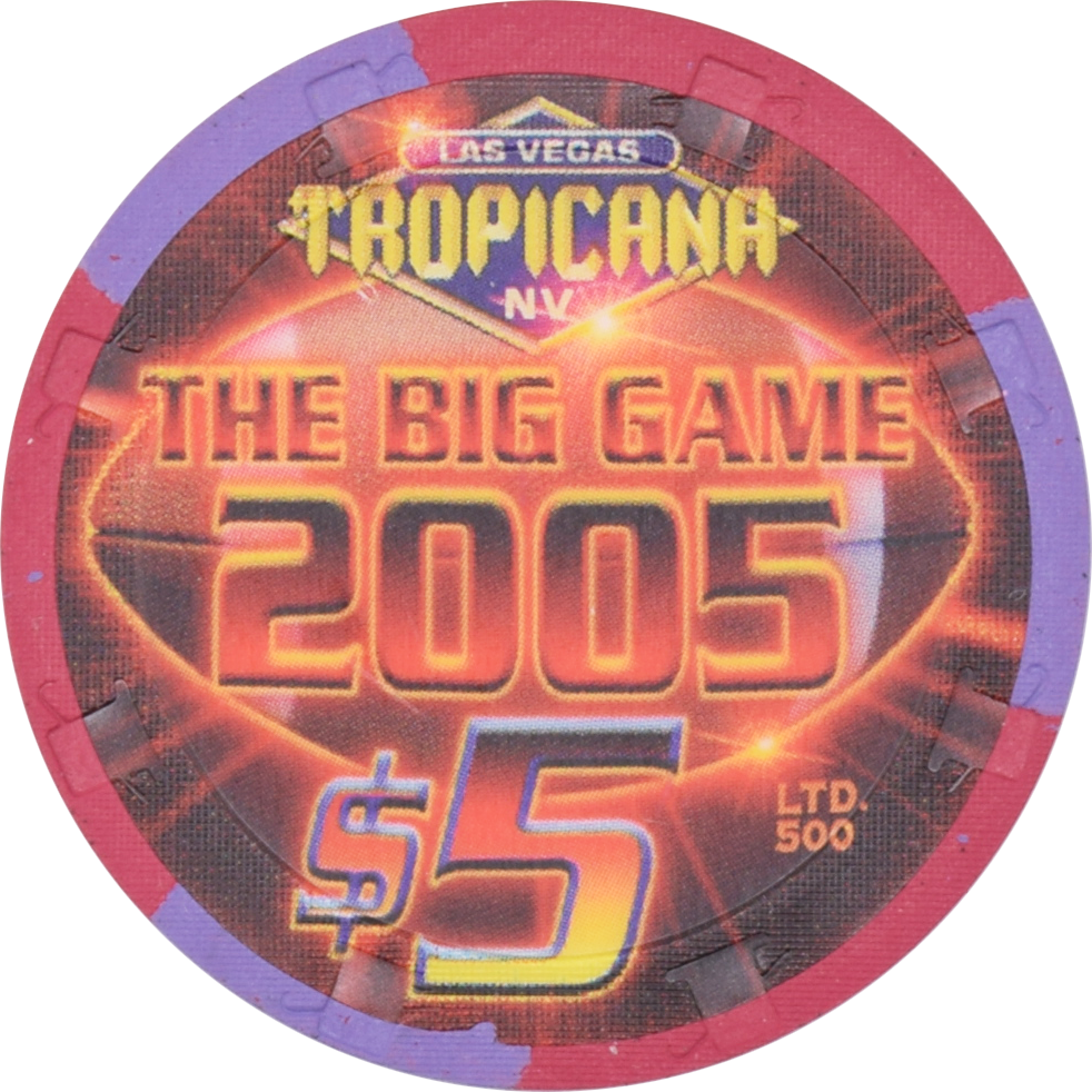 Tropicana Casino Las Vegas Nevada $5 Big Game Day Chip 2005