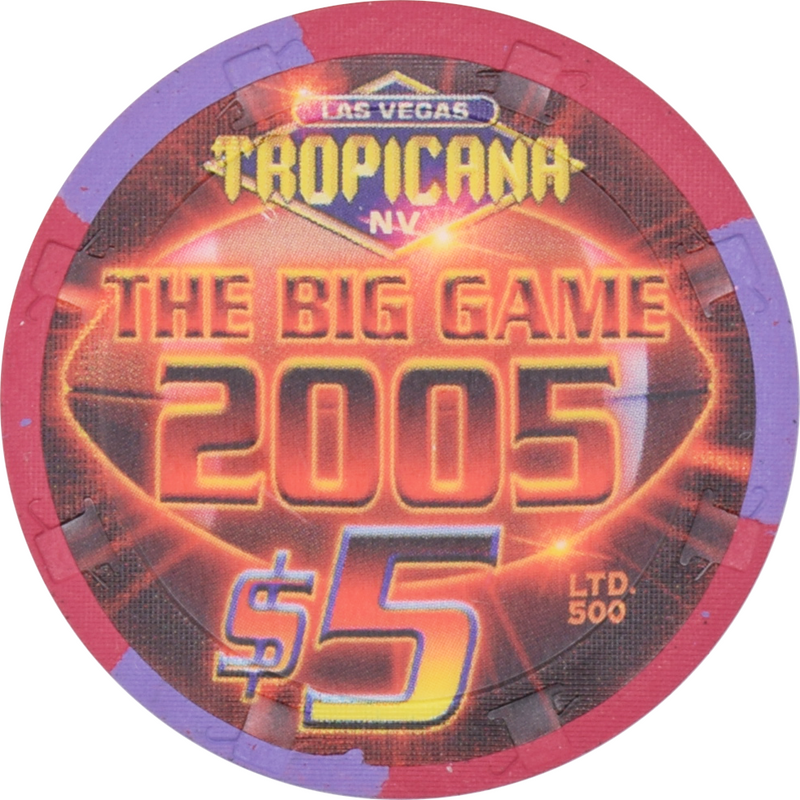 Tropicana Casino Las Vegas Nevada $5 Big Game Day Chip 2005
