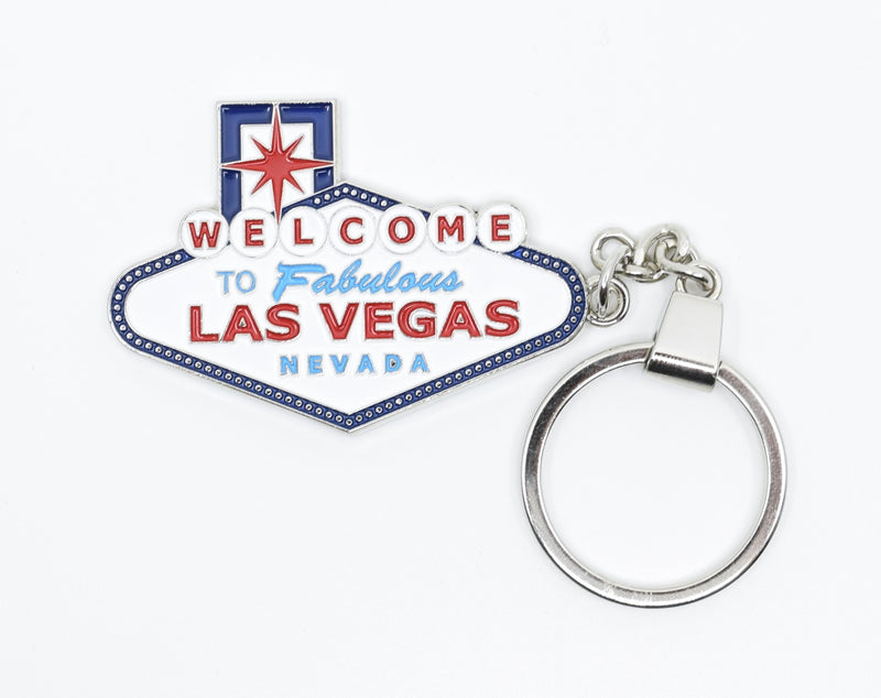 Key Chain Blue and White Las Vegas Sign