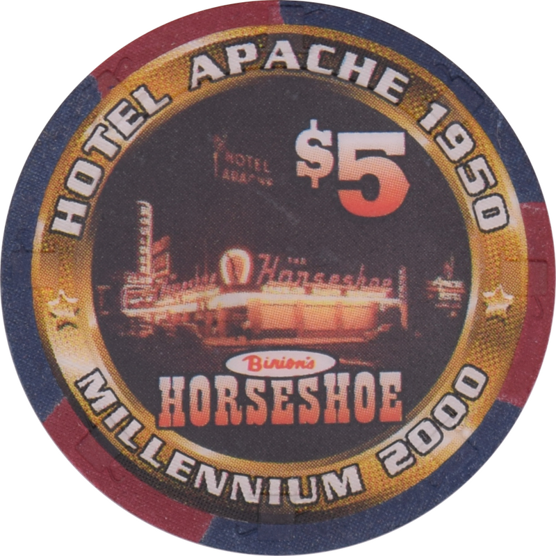 Horseshoe Club Casino Las Vegas Nevada $5 Hotel Apache Millennium Chip 1999