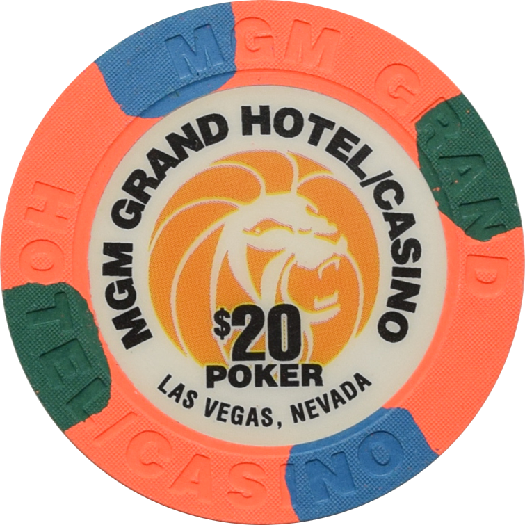 MGM Grand Casino Las Vegas Nevada $20 Poker Chip 2005