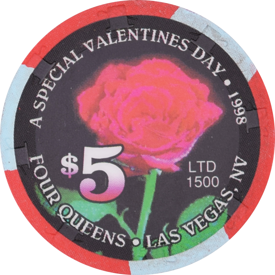 Four Queens Casino Las Vegas Nevada $5 Valentine's Day Chip 1998