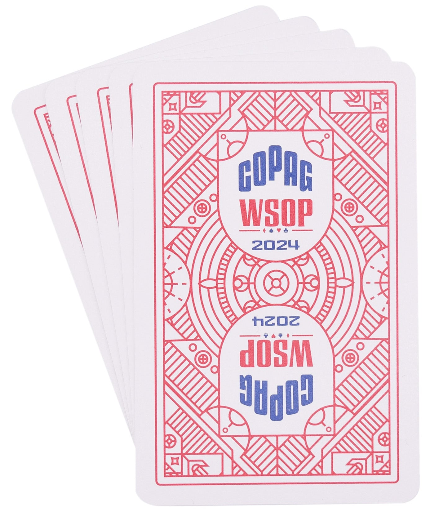 Copag WSOP 2024 Tournament Used 100% Plastic Playing Cards - Narrow Size (Bridge) Jumbo Index Blue/Red Double Deck Set