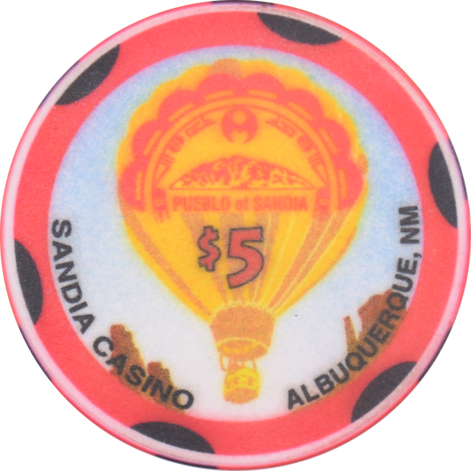 Sandia Resort and Casino Albuquerque New Mexico $5 Chip 1998