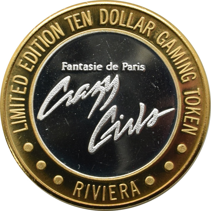 Riviera Casino Las Vegas "Crazy Girls" $10 Silver Strike .999 Fine Silver 1996