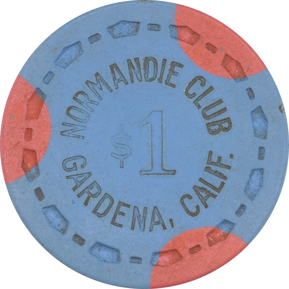 Normandie Club Casino Gardena California $1 Hot Stamp TRK Chip