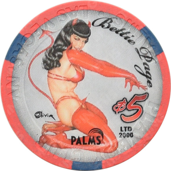 Palms Playboy Club Casino Las Vegas Nevada $5 Bettie Page - Kneeling Chip 2009